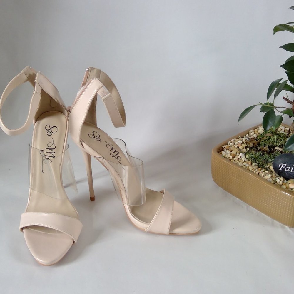 Nude and clear sandals